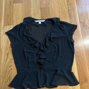 Victoria Secret Black Ruffle Blouse